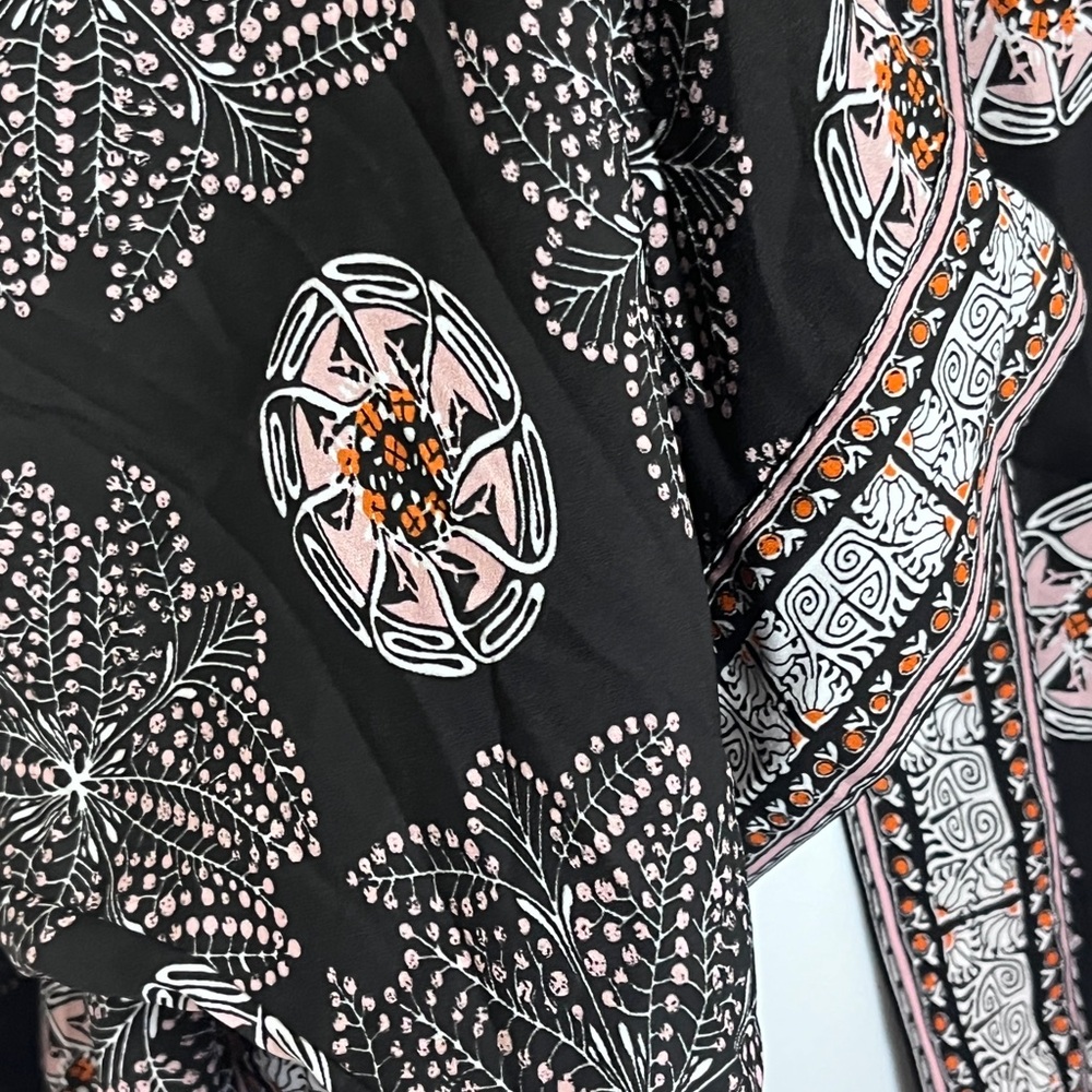 Max Studio Black and Orange Patterned Kimono Boho… - image 4